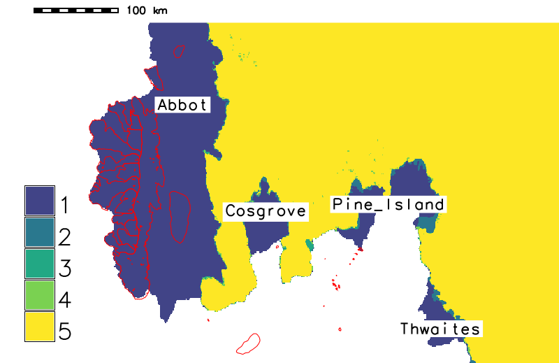 Map of overlapping masks near PIG, Antarctica