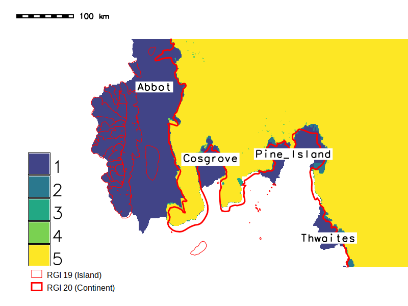 Map of overlapping masks near PIG, Antarctica