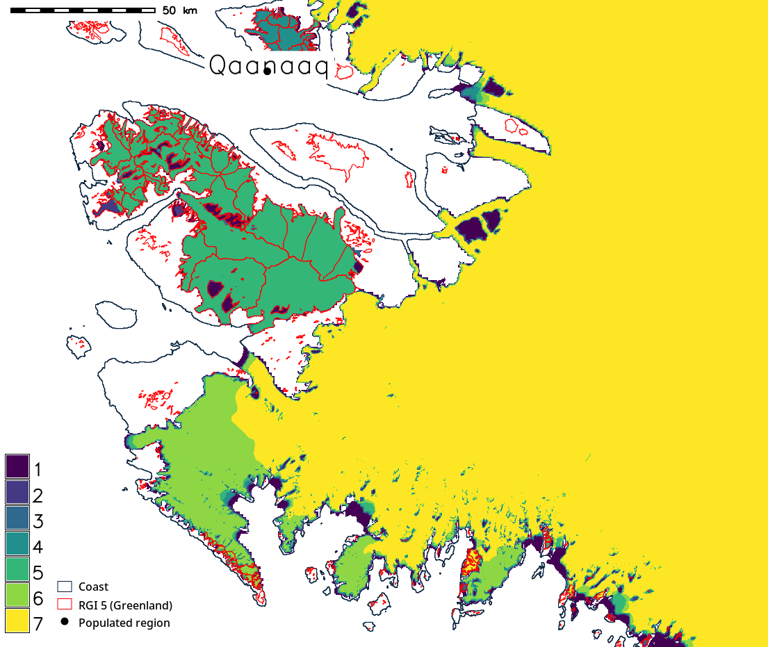 Map of overlapping masks near Qaanaaq, Greenland