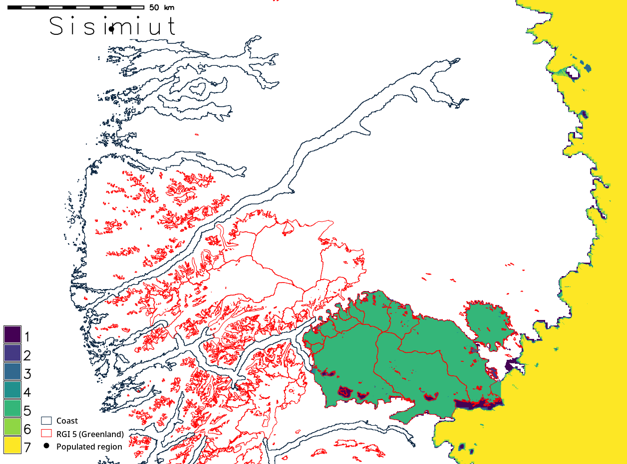 Map of overlapping masks near Sisimiut, Greenland