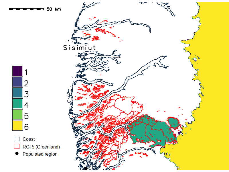 Map of overlapping masks near Sisimiut, Greenland